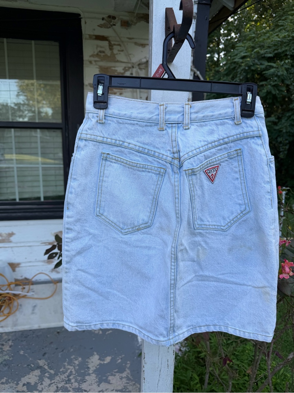 Guess by Marciano Light Blue Denim Midi Skirt with Triangle Logo